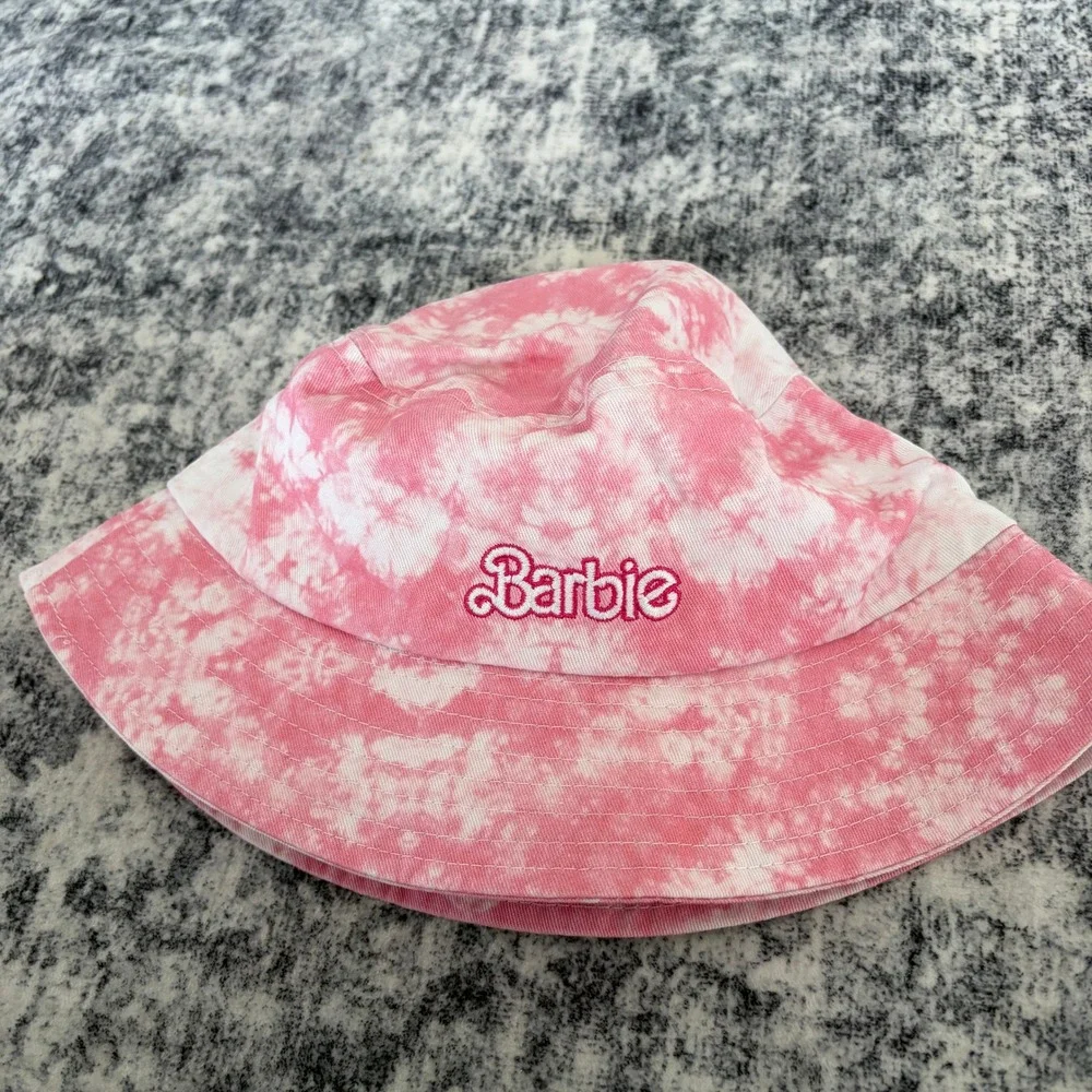 Barbie Malibu Tour Pop Up Truck Bucket Hat Women Pink‎ Tie Dye Embroidered Logo